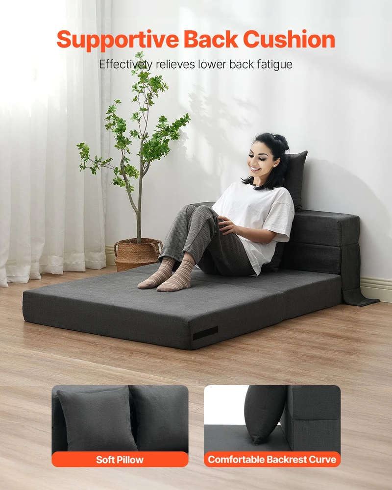 VEVOR Sulankstoma sofa-lova su pagalvėmis tamsiai pilka