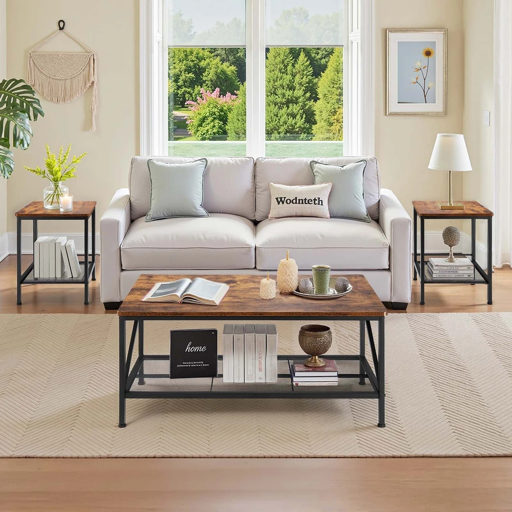 Sofa VEVOR trijų dalių svetainės staliukų komplektas