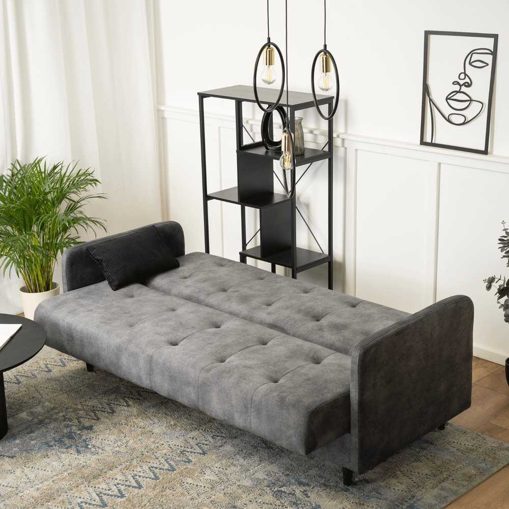 Mebel Elite Sofa-lova TIVOLI su patalynės dėže, 198 cm, pilka