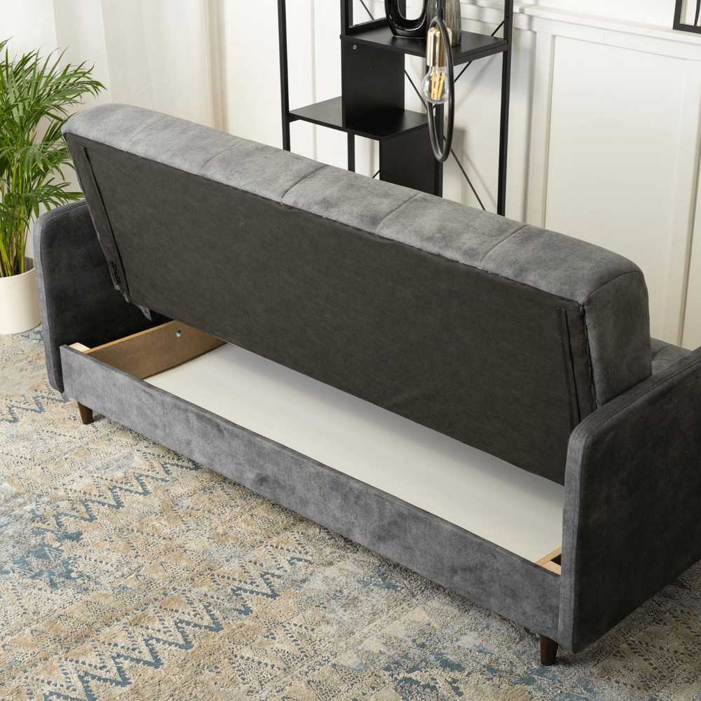 Mebel Elite Sofa-lova TIVOLI su patalynės dėže, 198 cm, pilka