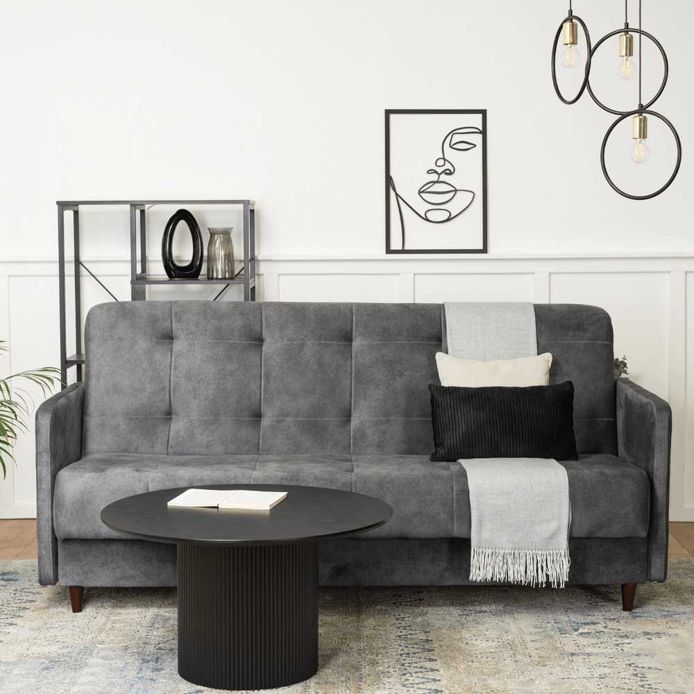 Mebel Elite Sofa-lova TIVOLI su patalynės dėže, 198 cm, pilka