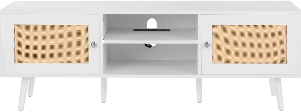 TV staliukas VEVOR Rataninė televizoriaus spintelė 65" TV su lizdu