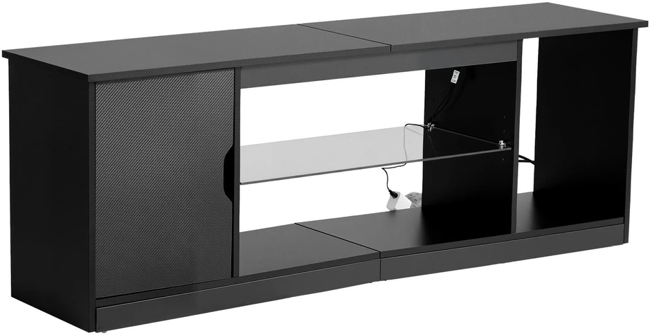 TV staliukas Vevor TV stovas iki 165 cm su stikline lentyna