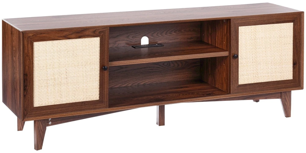 TV staliukas Vevor Rataninė TV spintelė 191cm, bohemiškas stilius, riešuto spalva