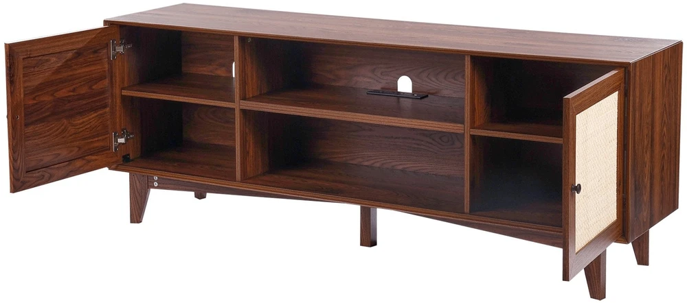 TV staliukas Vevor Rataninė TV spintelė 191cm, bohemiškas stilius, riešuto spalva