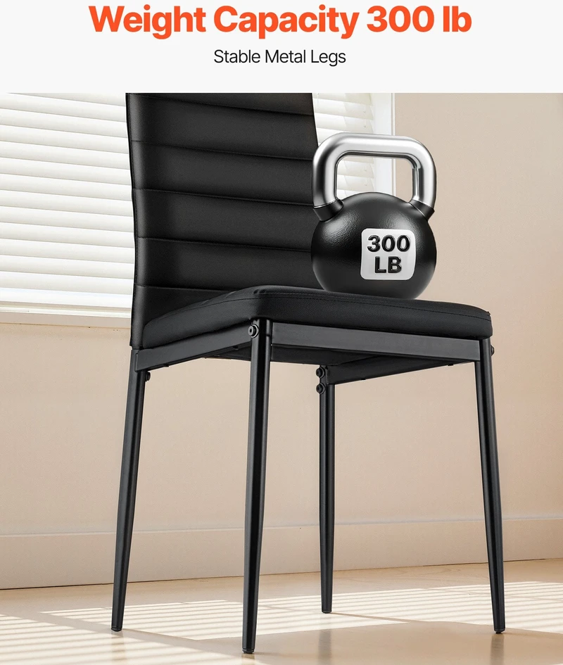 VEVOR modernios juodos valgomojo kėdės su paminkštinimu