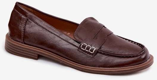 Šokolado spalvos moteriški mokasinai iš odos imitacijos Roslyn