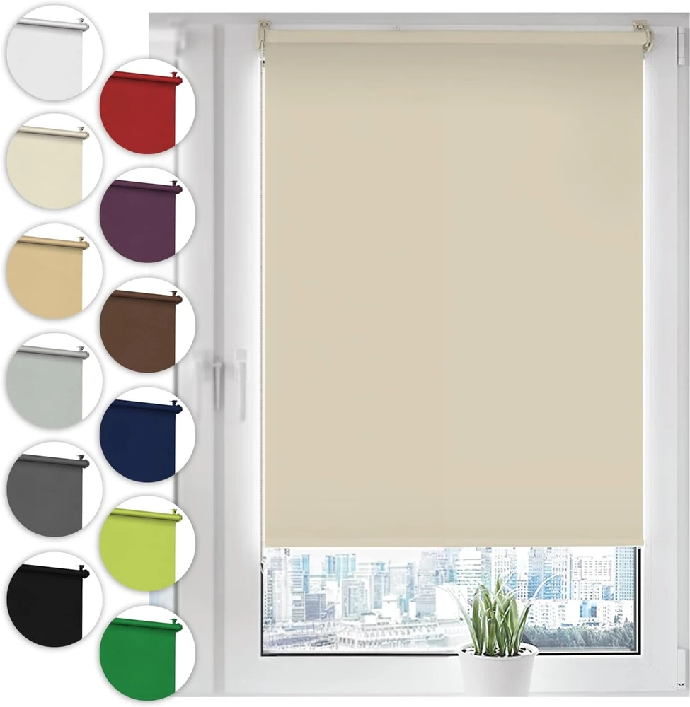 Sonello užtemdanti roletė langui 95 x 150 cm, be gręžimo, kremine spalva, poliesterio