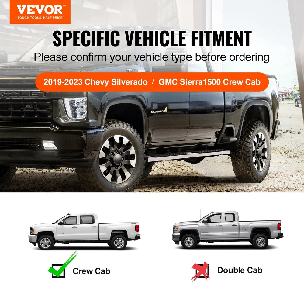 VEVOR Šoninės pakopos Chevy Silverado Sierra 2019-2024