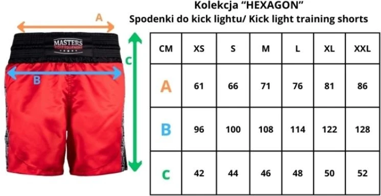 Šortai kick light treniruotėms Masters HEXAGON