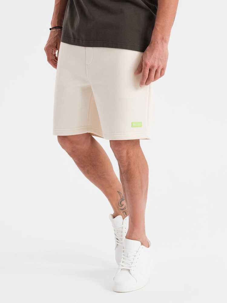 Šortai unisex kreminės spalvos su raišteliu