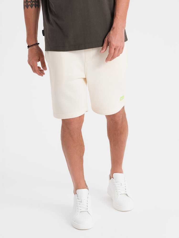 Šortai unisex kreminės spalvos su raišteliu