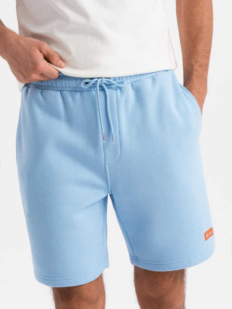 Šortai unisex mėlyni su raišteliu ties juosmeniu