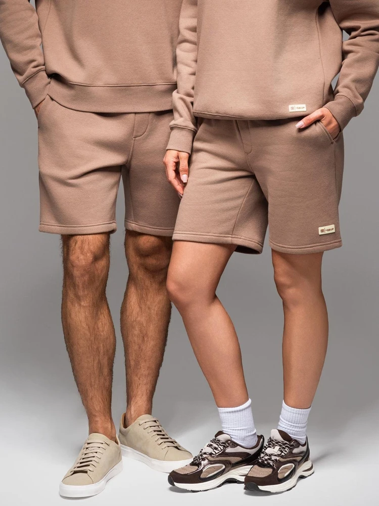 Šortai unisex rudos spalvos su raišteliu