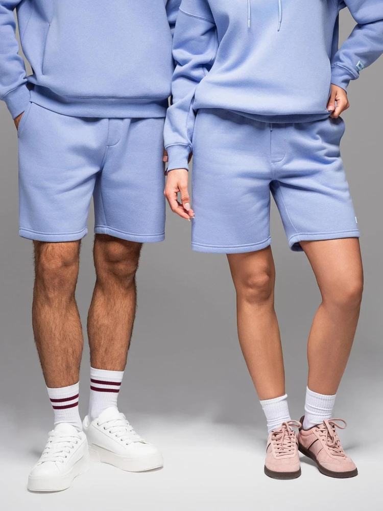 Šortai unisex su raišteliu levandų spalvos