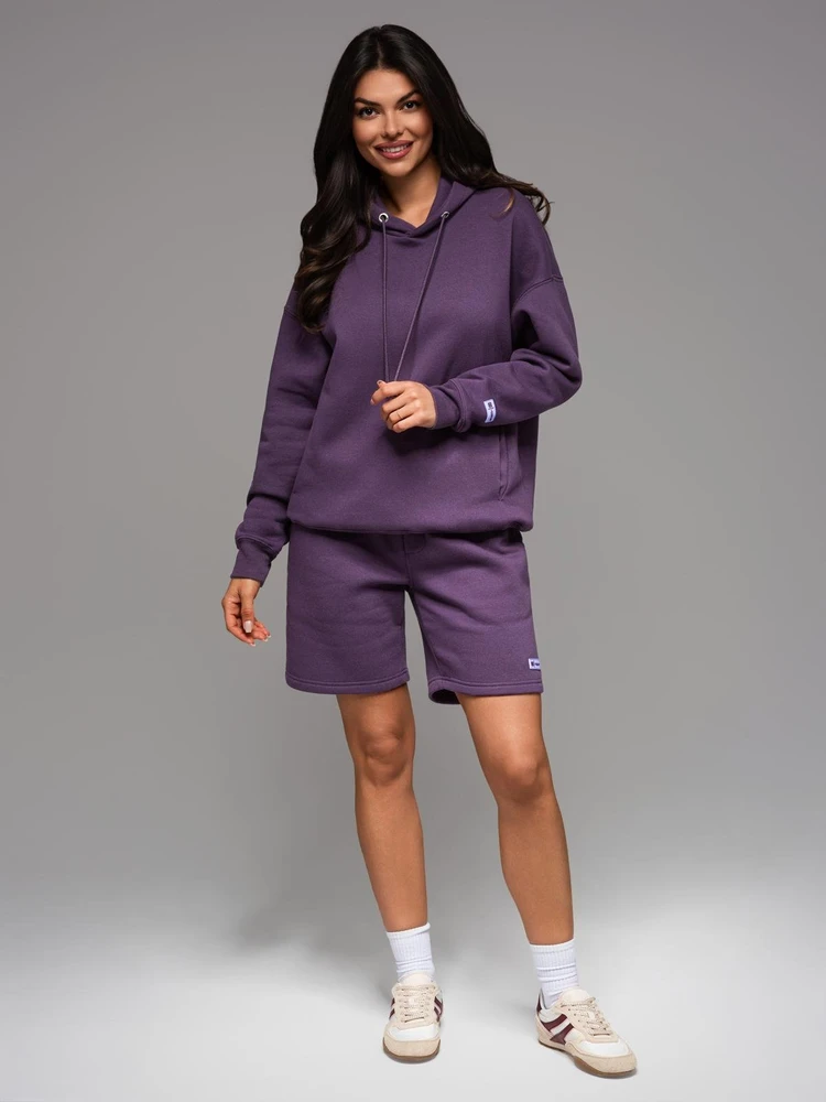 Šortai unisex su raišteliu violetinės spalvos