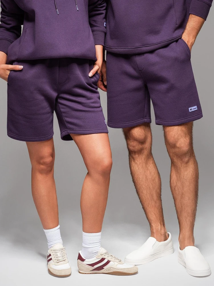 Šortai unisex su raišteliu violetinės spalvos