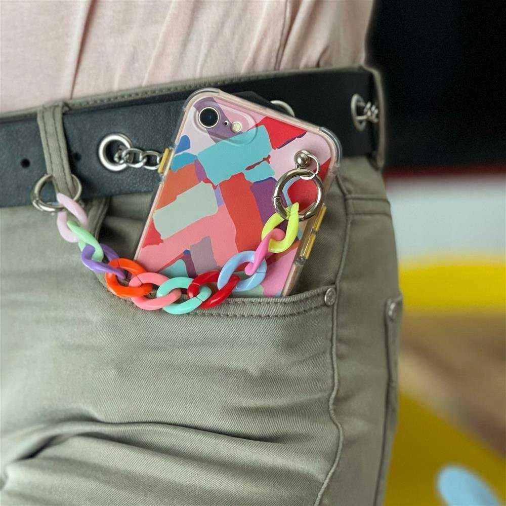 Hurtel Spalvotas elastingas dėklas su grandinėlės pakabuku, skirtas iPhone 13 Pro