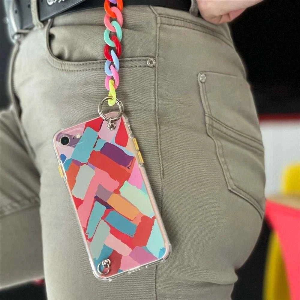 Hurtel Spalvotas elastingas dėklas su grandinėlės pakabuku, skirtas iPhone 13 mini