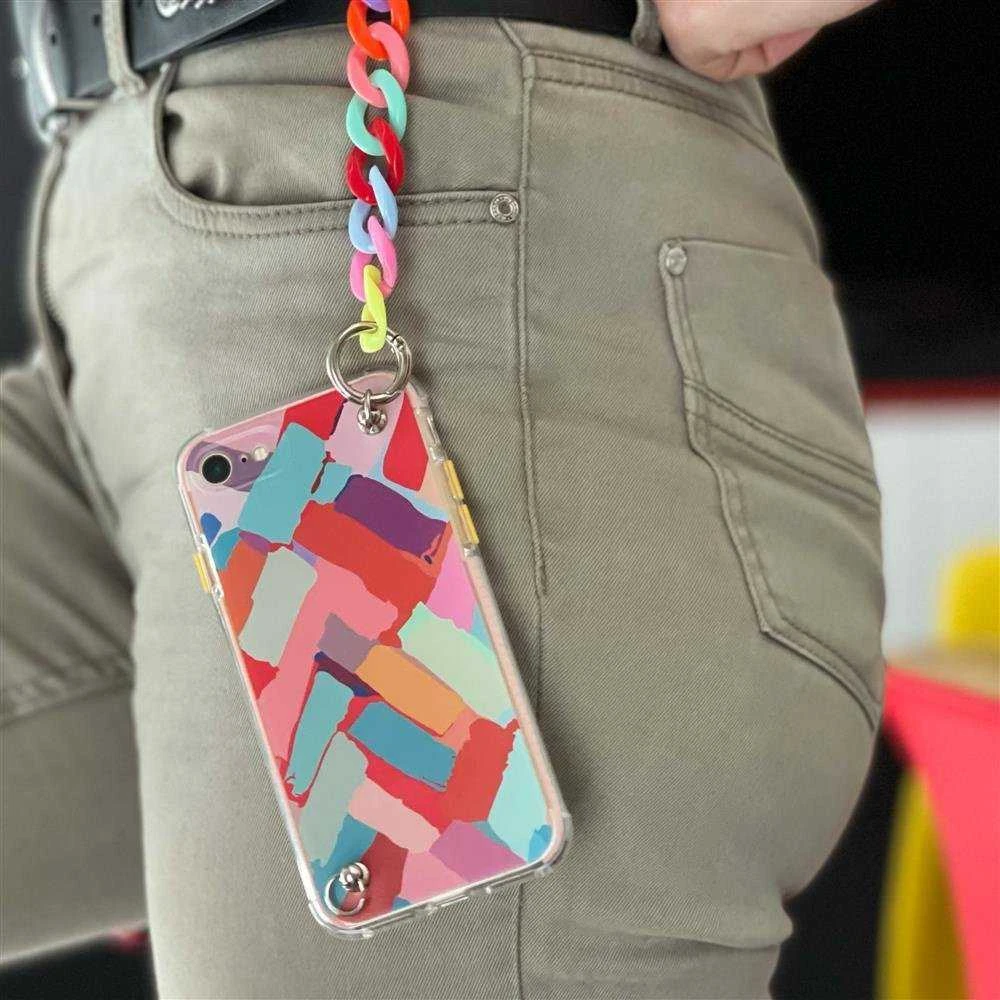Hurtel Spalvotas elastingas dėklas su grandinėlės pakabuku, skirtas iPhone 13 Pro