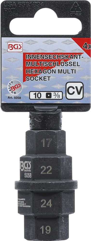 SPECIALUS MOTOCIKLO GALVUTĖS RAKTAS | 10 MM (3/8") | 17–19–22–24 MM (5058)