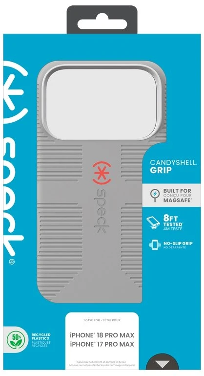Speck Candyshell Grip MagSafe dėklas iPhone 18 Pro Max / 17 Pro Max, pilkas