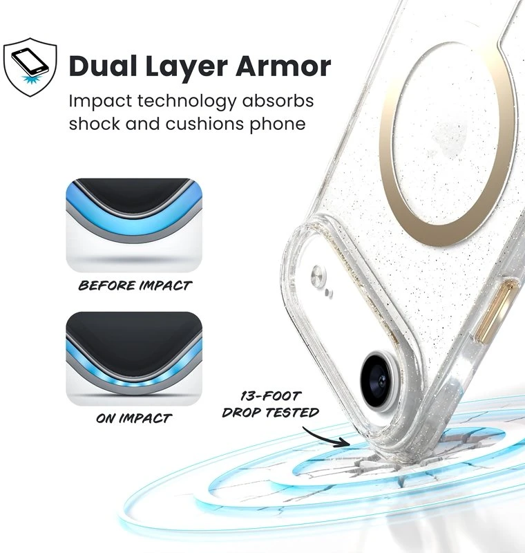 Speck Presidio Lux MagSafe - dėklas Apple iPhone Air Glitter / Gold Metallic