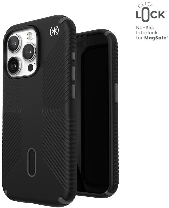 Speck Presidio2 Grip ClickLock & Magsafe - dėklas skirtas Apple iPhone 15 Pro Juodas / Slate Pilkas / Baltas