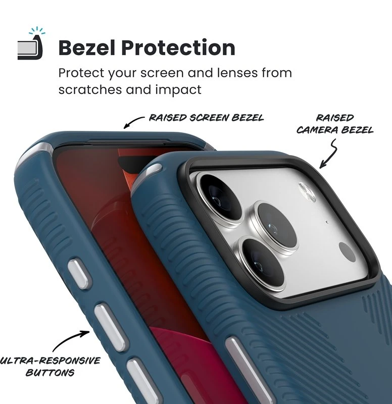 Dėklas Speck Presidio2 Grip MagSafe - Apple iPhone 17 Pro Max Case Deep Sea/Sidabrinis Metallic