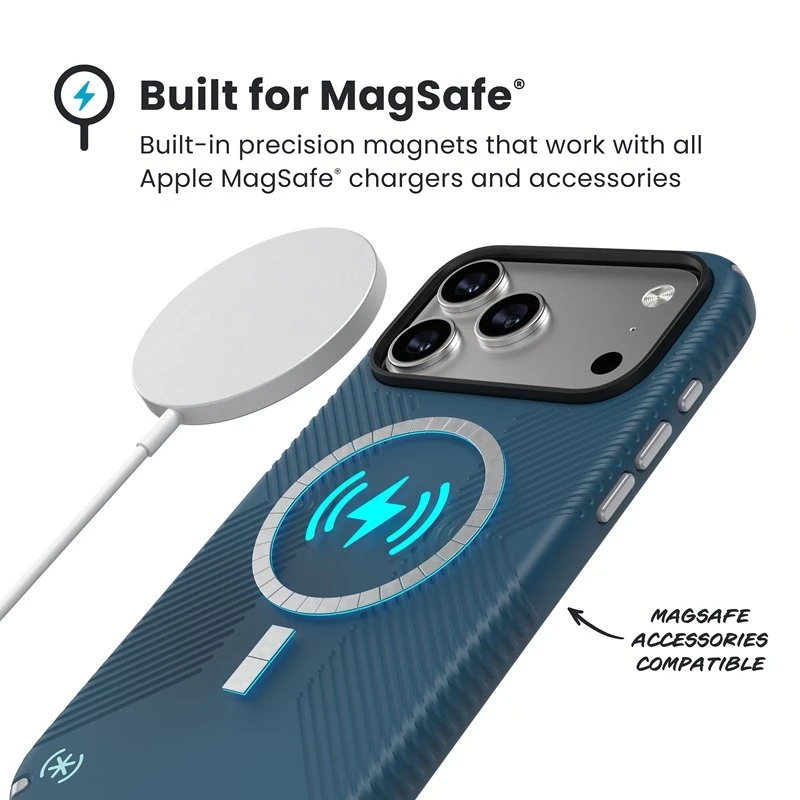 Dėklas Speck Presidio2 Grip MagSafe - Apple iPhone 17 Pro Max Case Deep Sea/Sidabrinis Metallic