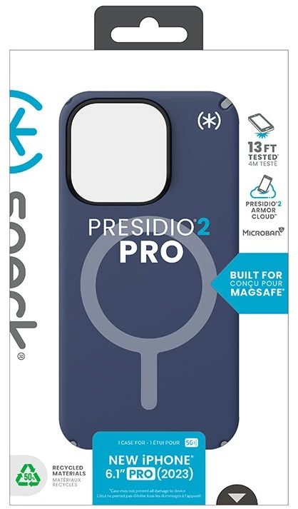 Speck Presidio2 Pro Magsafe - dėklas skirtas Apple iPhone 15 Pro Coastal Mėlyna / Dust Pilkas / Baltas