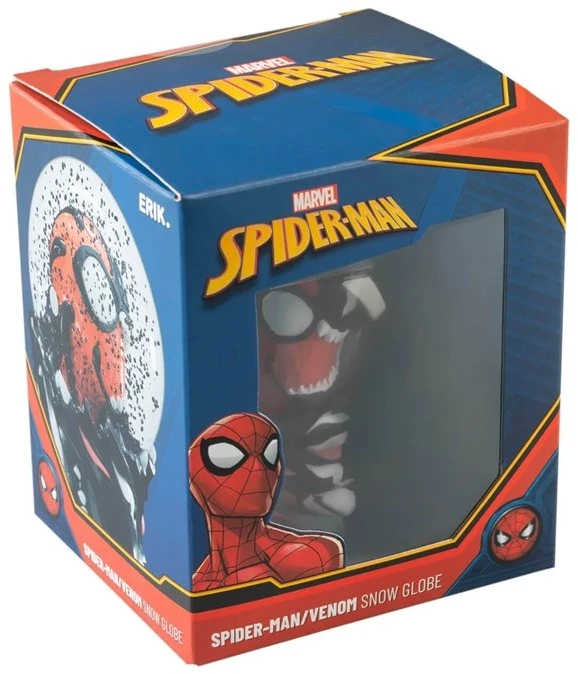 ERIK Spider-Man ir Venom stiklinis sniego rutulys su dovanų dėžute