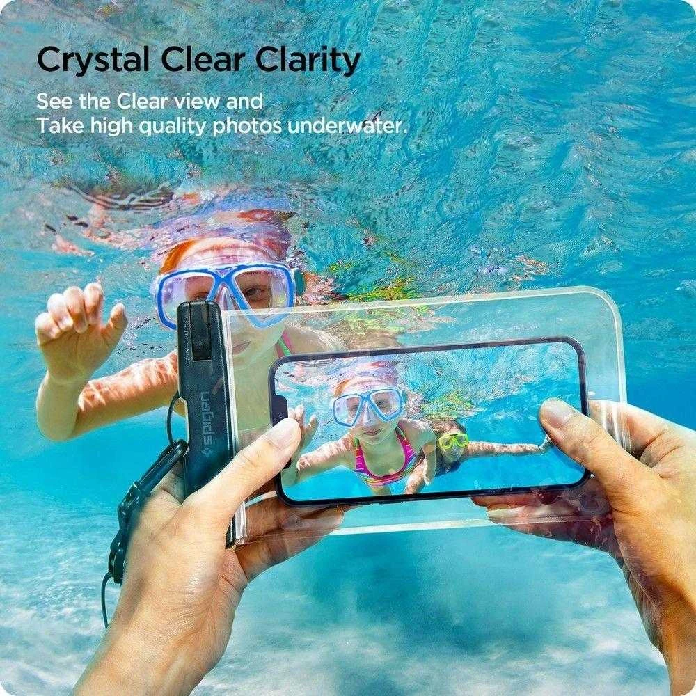 SPIGEN A601 UNIVERSALUS VANDENIUI ATSPIRUS DĖKLAS 2 PAKUOTĖS CRYSTAL CLEAR