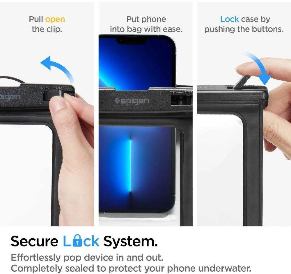 Spigen Aqua Shield A601 vandeniui atsparus dėklas IPX8 – juodas 2 vnt.