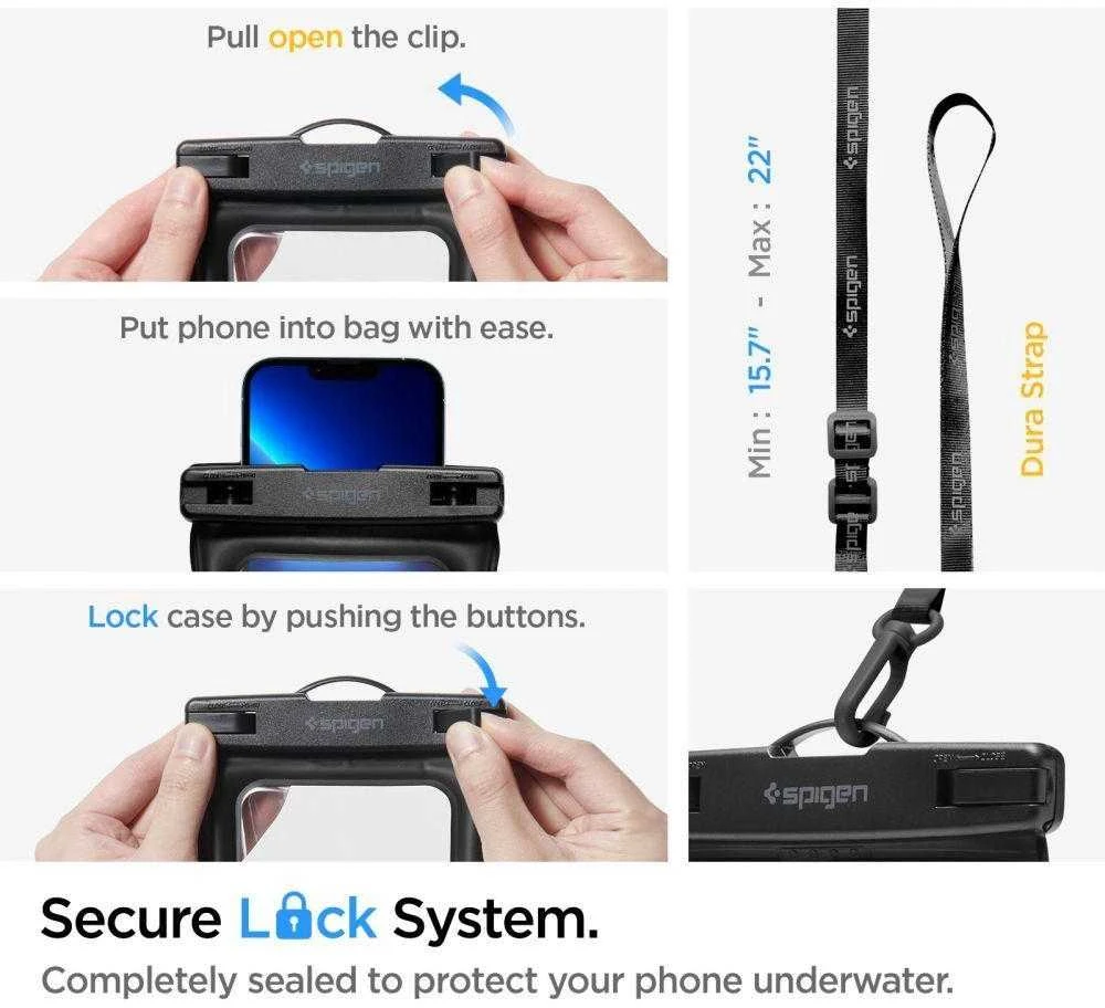 Spigen Aqua Shield A621 vandeniui atsparus dėklas hip bag + floating – juodas