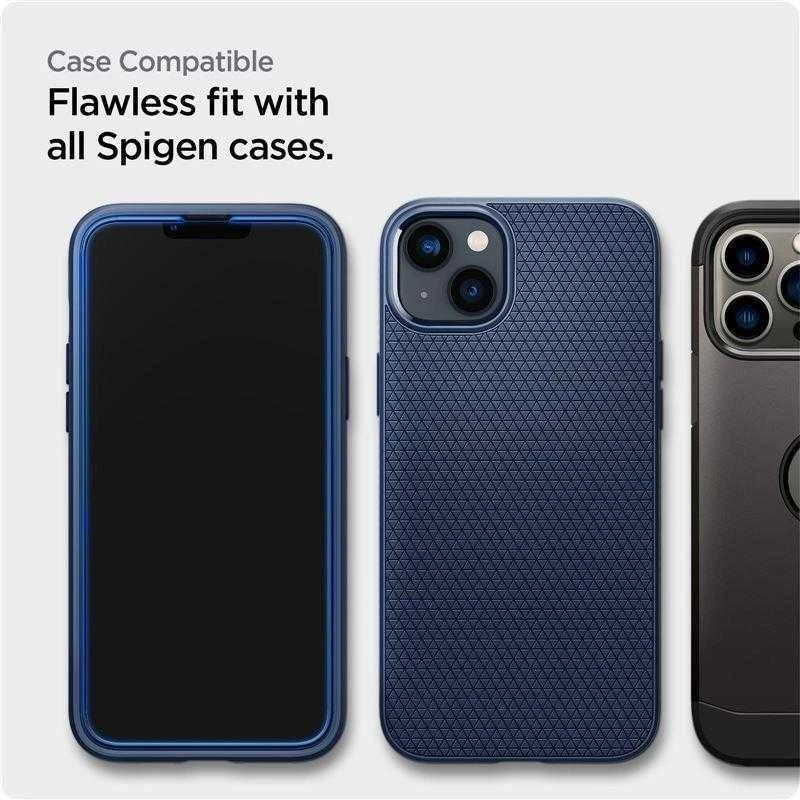 Apsauginis stiklas Spigen ALM GLASS FC Apple iPhone 13 / 13 Pro / 14 su juodos spalvos krašteliu