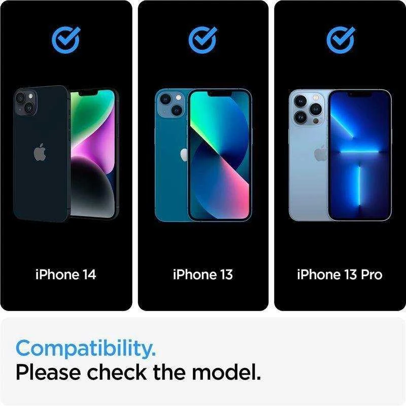 Apsauginis stiklas Spigen ALM GLASS FC Apple iPhone 13 / 13 Pro / 14 su juodos spalvos krašteliu