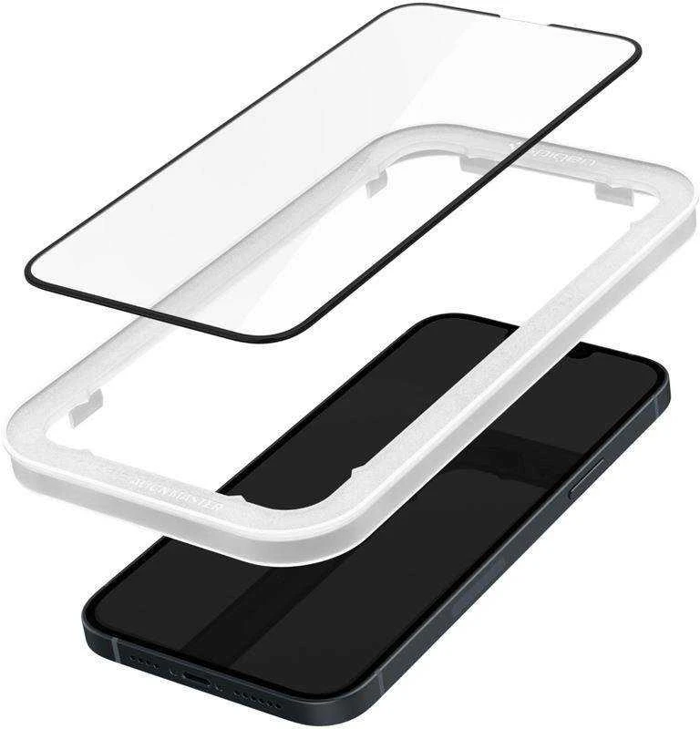 Apsauginis stiklas Spigen ALM GLASS FC Apple iPhone 13 / 13 Pro / 14 su juodos spalvos krašteliu