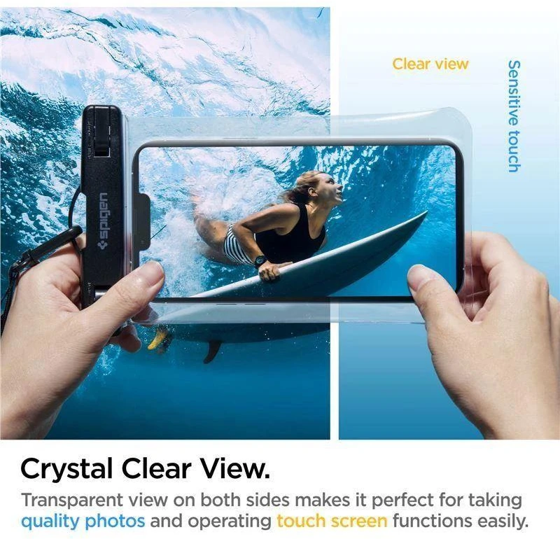 SPIGEN A601 UNIVERSALUS VANDENIUI ATSPIRUS DĖKLAS 2 PAKUOTĖS CRYSTAL CLEAR