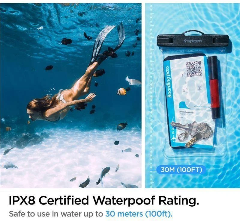 SPIGEN A601 UNIVERSALUS VANDENIUI ATSPIRUS DĖKLAS 2 PAKUOTĖS CRYSTAL CLEAR