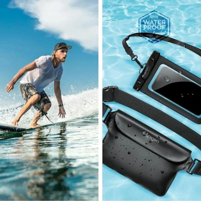 Spigen Aqua Shield A621 vandeniui atsparus dėklas hip bag + floating – juodas