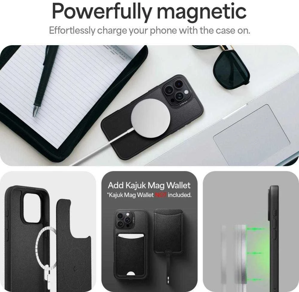 Apple iPhone 16 Pro Max Spigen Cyrill Kajuk Classic Charm Mag MagSafe dėklas telefonui juodos spalvos