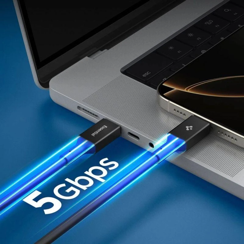 Spigen Essential USB C į USB C 100W laidas, juodas EB10020CC