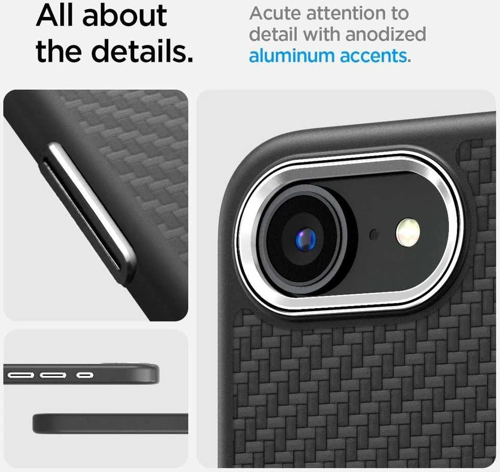 Spigen Enzo Aramid MagSafe Apple iPhone SE 4 (2025) – dėklas telefonui juodos spalvos