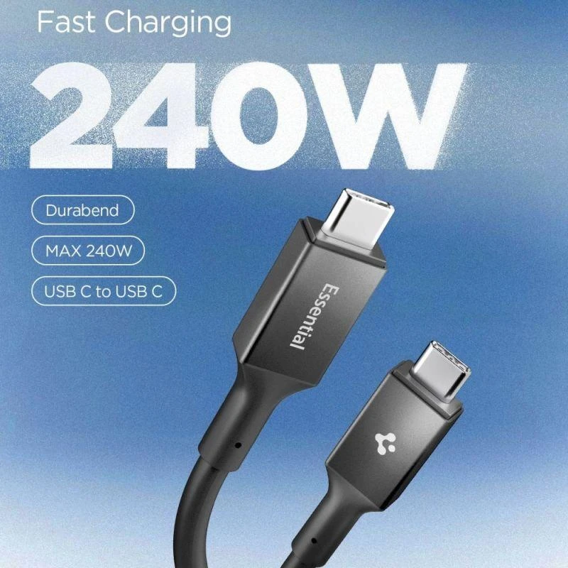 Spigen Essential USB C į USB C 240W laidas, juodas EB24012CC