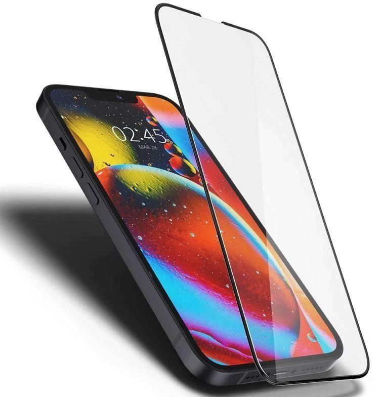 Spigen Glass FC Grūdintas stiklas, skirtas iPhone 13 / 13 Pro / 14 / 16e / 17e - Juoda