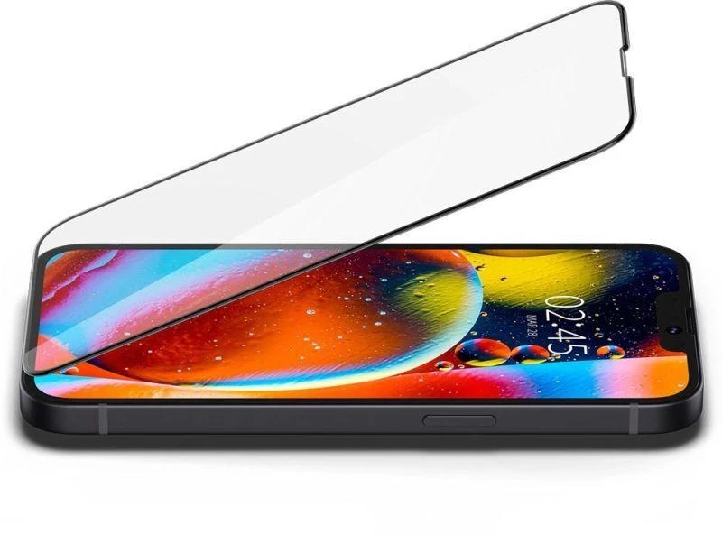 Spigen Glass FC Grūdintas stiklas, skirtas iPhone 13 / 13 Pro / 14 / 16e / 17e - Juoda