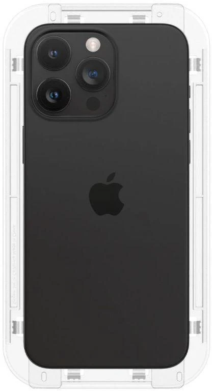 Apsauginis stiklas telefonui iPhone 15 Pro Max Spigen Glas.tr „EZ Fit” FC 2-pack juodos spalvos krašteliu