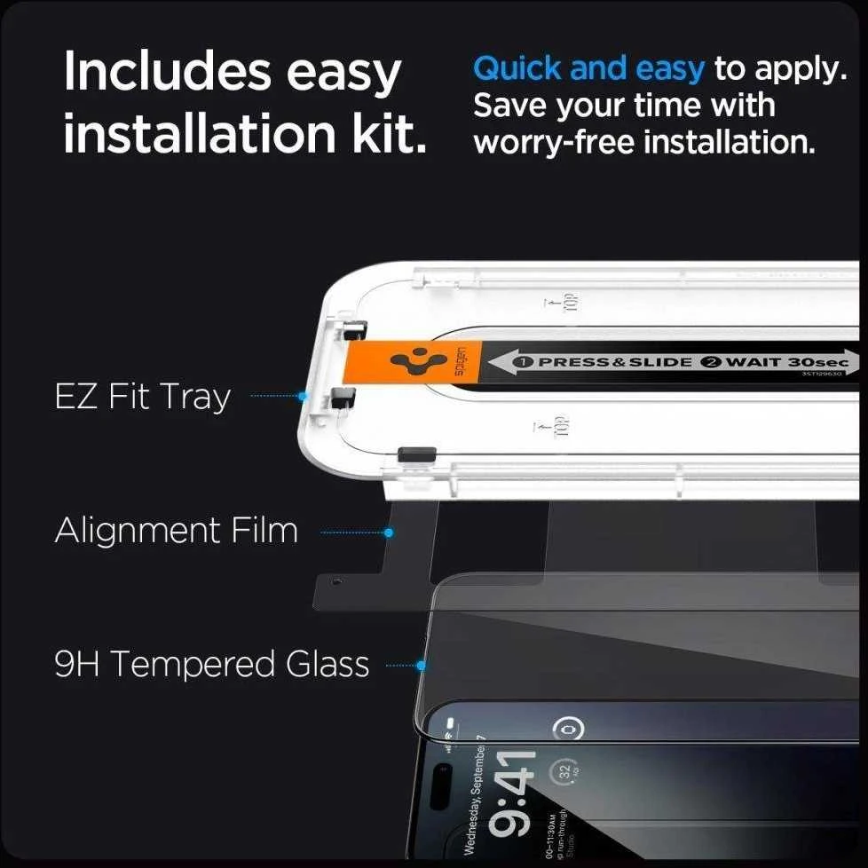 GRŪDINTAS STIKLAS SPIGEN GLAS.TR EZ FIT FC IPHONE 15 PRO MAX Juodas
