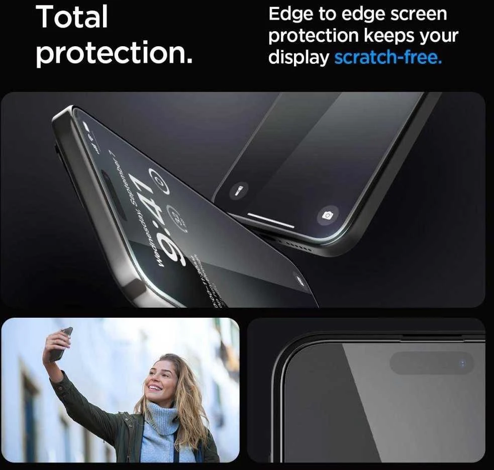 GRŪDINTAS STIKLAS SPIGEN GLAS.TR EZ FIT FC IPHONE 15 PRO MAX Juodas